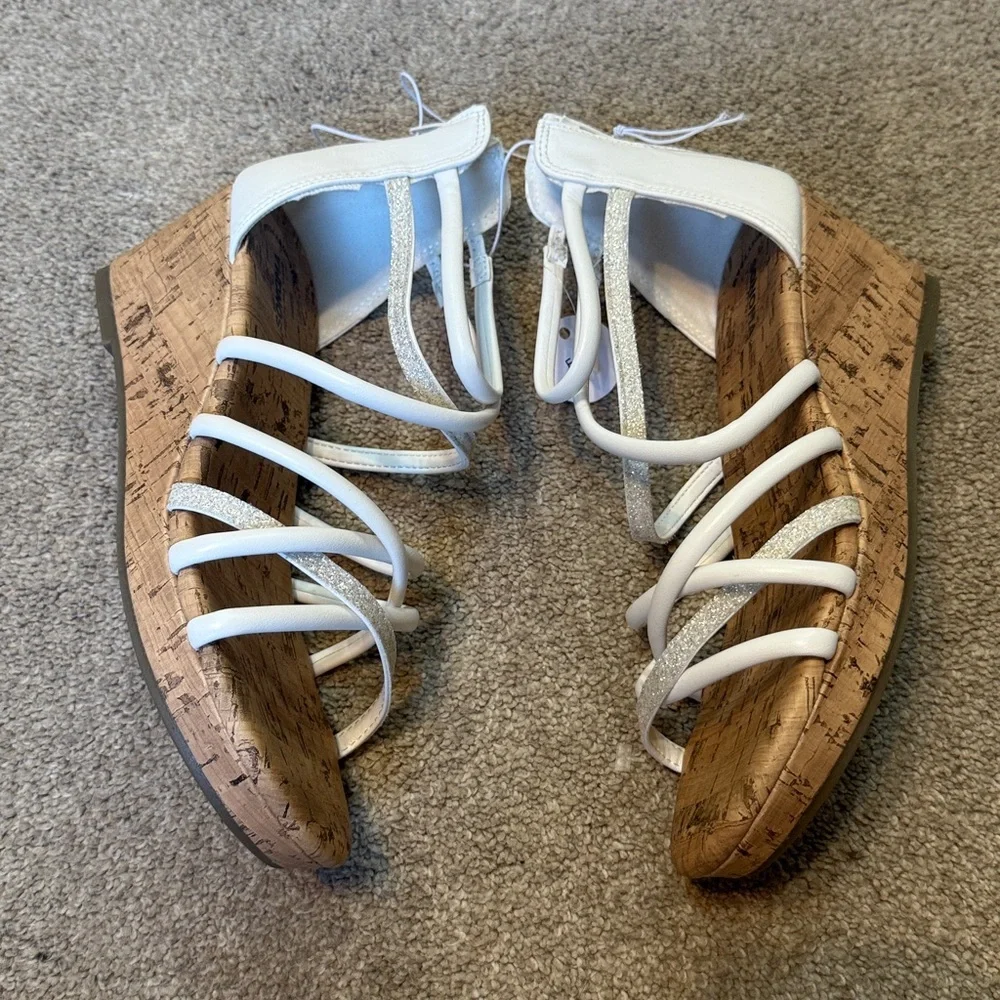 Sonoma White Strappy Cork Wedge Sandals Size 4